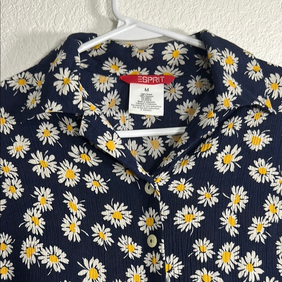Floral Women's Top - Blue and White Medium - Picture 3 of 7